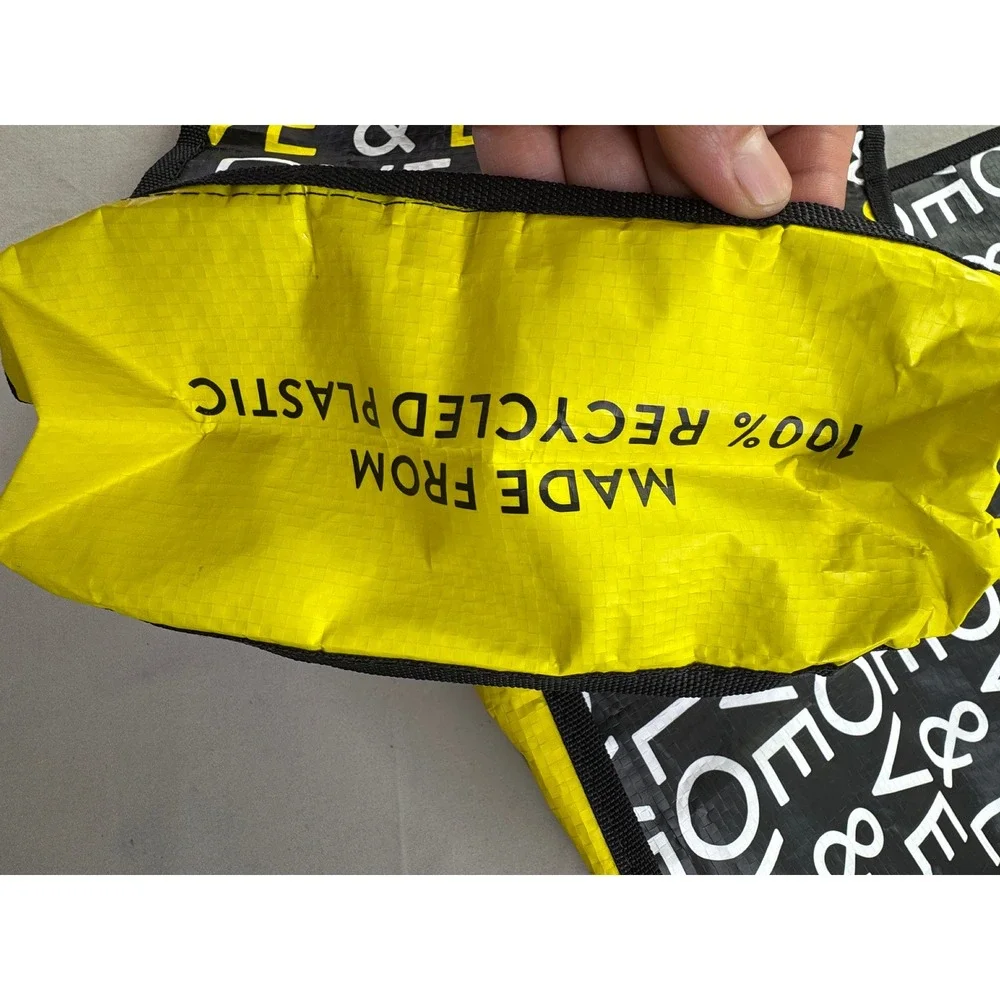 Kendra Scott Reusable Tote Bag Set of 2 Love & Love Recycled Plastic Black Yello